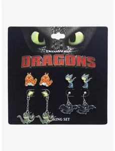 Juego de pendientes Dreamworks Cómo entrenar a tu dragón desdentado y dragones - Imagen 1 de 2