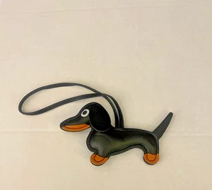 Dackel Weenie Hund Schlüsselanhänger PU Leder Hund Schlüsselring Handtasche Zubehör schwarz - Bild 1 von 2