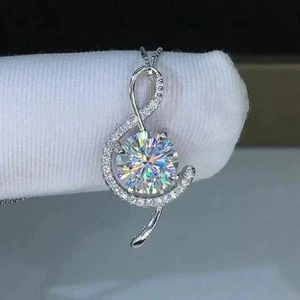 2.4 Ct Lab-Created Diamond 14K White Gold Plated Pendant Necklace for Women Gift - Picture 1 of 4