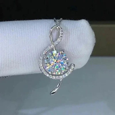 2.4 Ct Lab-Created Diamond 14K White Gold Plated Pendant Necklace for Women Gift - Image 1 of 4