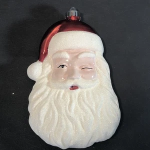 Vintage großer 3D Weihnachtsmann Kopf Christbaumschmuck 8,5' - Bild 1 von 6