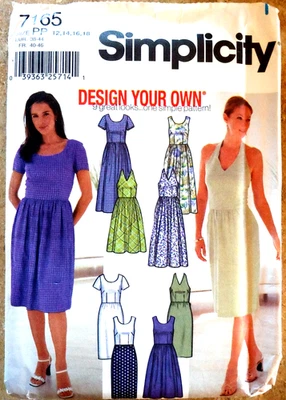 Simplicity 7165 Misses Design Your Dress Skirt & Slim 2 lengths Size 12-14-16-18 - Image 1 of 4