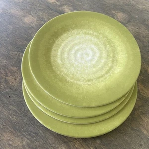Melamine 10.5” Dinner Plates Lime Green Swirl Set Of 4 - Picture 1 of 7