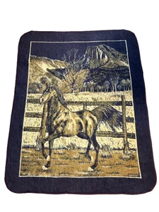 Coperta acrilica vintage San Marcos Western Horse Ranch marrone e calendula 72" x 90" - Foto 1 di 7