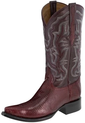 Bota de Vaquero Para Hombres Cuero Borgoña Piel de Lagarto Real Teju Hombre Rancho Talla 6, 10 Foto 1 de 4