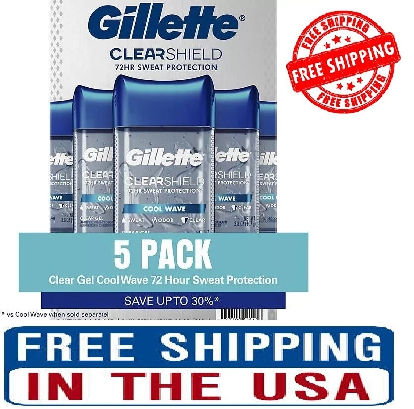 🔥Gillette Cool Wave Clear Gel Men's Antiperspirant and Deodorant, 3.8 oz., 5 pk - Image 1 of 4