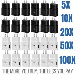 Adaptive USB Fast Charger Wall Power Adapter For Samsung S7 8 9 10 Note 9 20 Lot - Picture 1 of 22