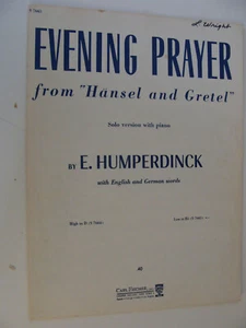 Oración vespertina Humperdinck de Hansel & Gretel 1949 inglés y alemán bajo en Bb - Imagen 1 de 1