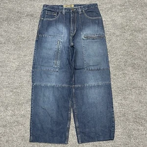 Vintage Attitude Jeans Mens 36x28 Blue Baggy Wide Leg Cargo Skater Grunge Y2K * - Picture 1 of 12