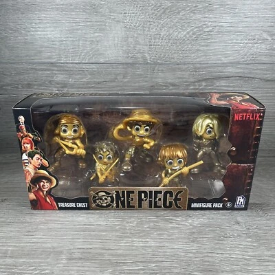 Nuevo paquete de 5 minifiguras de cofre del tesoro dorado de una pieza de PhatMojo Netflix Foto 1 de 3