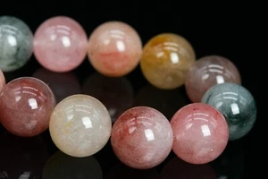 Perline di quarzo rutilato multicolore naturale 11 mm grado A rotonde perline sfuse 7" - Foto 1 di 3