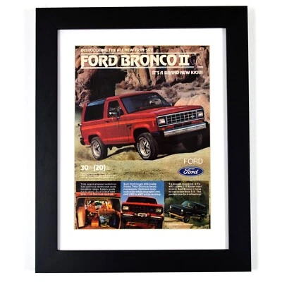 1980s Ford Bronco II Vintage Ad Print – Red 4x4 SUV – Framed 12x15 Wall Art - Image 1 of 4