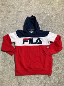 FILA Vintage 90s Kids L Embroidered Logo Cotton Blend Hoodie Sweatshirt - Picture 1 of 3
