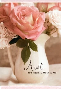 Tarjeta Sincera Elegante DÍA DE SAN VALENTÍN PARA TÍA, Rosas Rosas por Hallmark + Sobre - Imagen 1 de 5