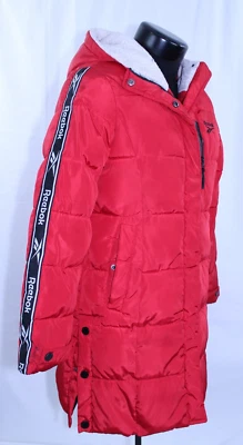 Abrigo Reebok Rojo Puffer Parka Chaqueta Acolchada Sherpa Capucha Spellout Juvenil L 14-16 Foto 1 de 4