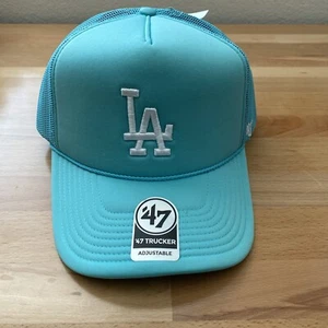 Los Angeles Dodgers Trucker Hat 47 LA Baseball OSFA Ice Blue/Teal Mesh MLB - Picture 1 of 8