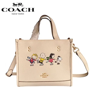 Coach x Peanuts CE850 Snoopy Collaboration Tote Shoulder Bag Chalk Women's - Picture 1 of 9