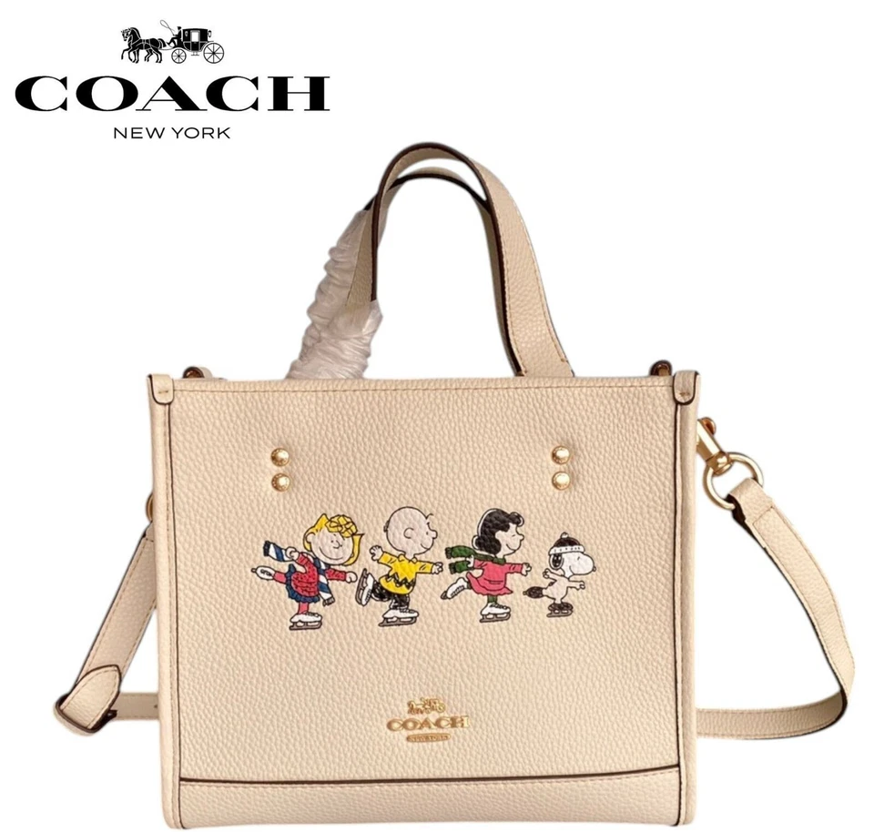COACH x Peanuts Shoulder Tote Bag Dempsey Carryall Snoopy & Friends CE850 outlet