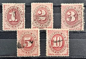 US Stamp Sc J15-J19, 1c-10c red-brown, Postage Due, Used VF CV$ 448.00 (XG) - Picture 1 of 1