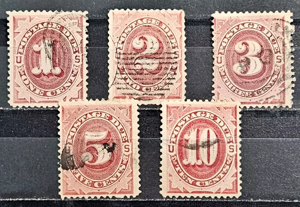US Stamp Sc J15-J19, 1c-10c red-brown, Postage Due, Used VF CV$ 448.00 (XG) - Image 1 of 1