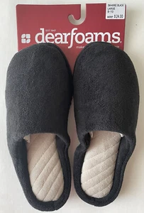 Dearfoam Womens Cushioned Slippers - Black Indoor Outdoor Soles, Large 9-10, NEW - Picture 1 of 5