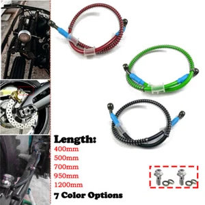 Motorcycle Clutch Oil Hoses Braided Steel Brake Line Pipe Banjo ATV 40cm-120cm - Picture 1 of 16
