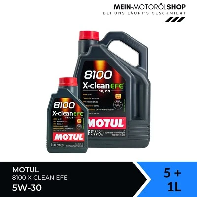 Motul 8100 X-clean EFE 5W-30 BMW LL-04 Mercedes VW Opel Fiat 5+1 litros = 6 litros