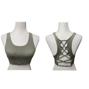 Victoria's Secret PINK Ultimate Unlined Strappy Back Sports Bra Green Sz Small - Picture 1 of 10