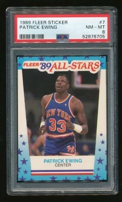 Pegatina Fleer 1989 #7 Patrick Ewing PSA 8 casi nueva-como nueva Knicks~(PL) Foto 1 de 2
