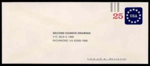 SCOTT #U611S VIRGINIA STATE LOTTERY 2ND CHANCE ENVELOPE - Imagen 1 de 3