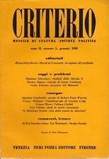 CRITERIO n.1/1958, mensile di cultura politica - Neri Pozza - Ginzburg Giolitti