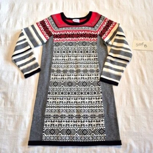 Hanna Andersson girls size 130 or 8 gray, white & red sweater dress EUC - Picture 1 of 5