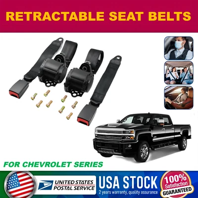 Cinturones de seguridad retráctiles universales duraderos de 3 puntos para Chevrolet Impala 2000-2019 Foto 1 de 4