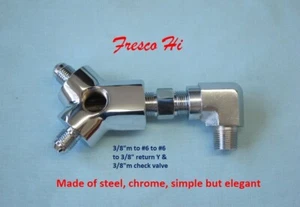 Lowrider Hydraulics 3/8" Y block & male valve kit, steel, chrome, elegant, neat - Imagen 1 de 13