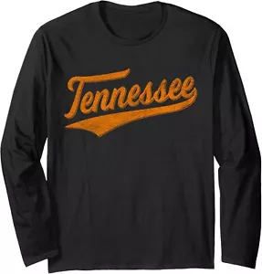 TENNESSEE BASEBALL SPORTS SCRIPT CURSIVE FLAG SWOOSH RETRO Long Sleeve T-Shirt - Picture 1 of 7