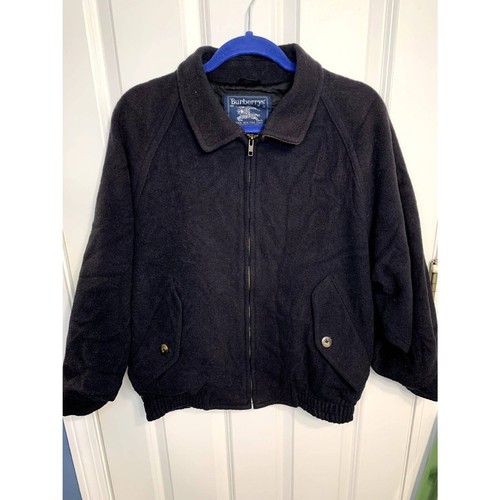 Giacca bomber vintage in lana blu Burberrys da uomo taglia small
