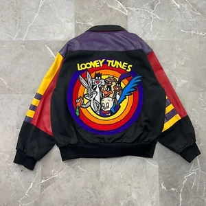 CHAQUETA BOMBER VINTAGE LOONEY TUNES PARA HOMBRE MEDIANA BORDADA JEFF HAMILTON - Imagen 1 de 13