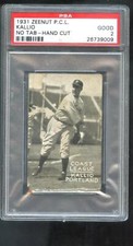1931 Zeenut Rudy Kallio PSA 2 Graded Baseball Card Pacific Coast League PCL