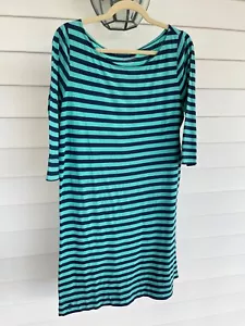 Lilly Pulitzer Women's Lagoon Green Boat Party Stripe Cassie Dress Size Large - Picture 1 of 7