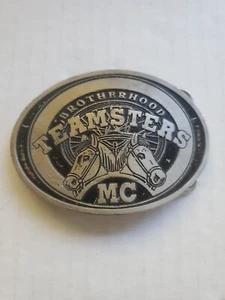 Teamsters BrotherHood MC Motorcycle Club Pewter With Black Biker Belt Buckle... - Picture 1 of 3
