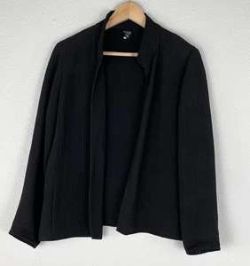 EILEEN FISHER Jacke schwarz strukturiert Viskose/Seide Magnetverschluss Petite Medium - Bild 1 von 9