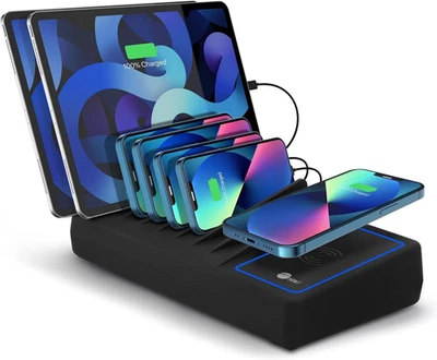 Estación de Carga USB SIIG 10 Puertos 150W con Qi Negro (6A4C) + Foto 1 de 4