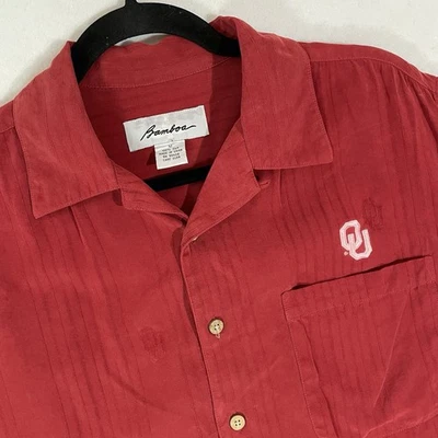 Camisa OU Seda Manga Corta Abotonada Roja AOP Talla M Foto 1 de 4