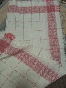 Tischdecke Mit Fransen 100 X 130 Altweiss/ Rosa - Bild 1 von 2