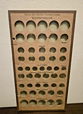 Tablero de monedas Wayte Raymond vintage n.º 130 Vacíos - Tipos de EE. UU. Monedas 14" x 7,5" Foto 1 de 2