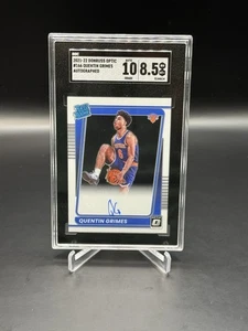 2021-22 Optic Quentin Grimes Rated Rookie On Card Auto Knicks 76ers SGC 8,5/10 - Foto 1 di 2