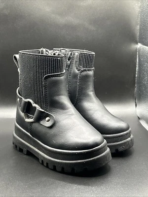 Botas de moto de cuero sintético con cremallera lateral para niñas pequeñas talla 7 | Azul marino antiguo Foto 1 de 4