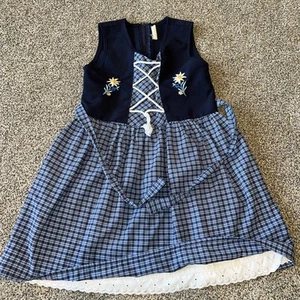 Schrammel Blue Dirndl Octoberfest German Kids Girls Dress - Size 4 Or 5 - Picture 1 of 9