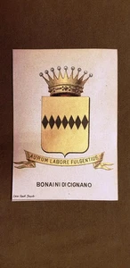 Stemma Bonaini di Cignano Famiglia nobile Cromolitografia 1880 Annuario nobiltà - Picture 1 of 1