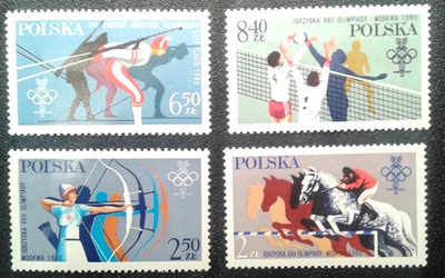 Poland 4 Stamps Moscow Olynpics Games 1980. - Image 1 of 4